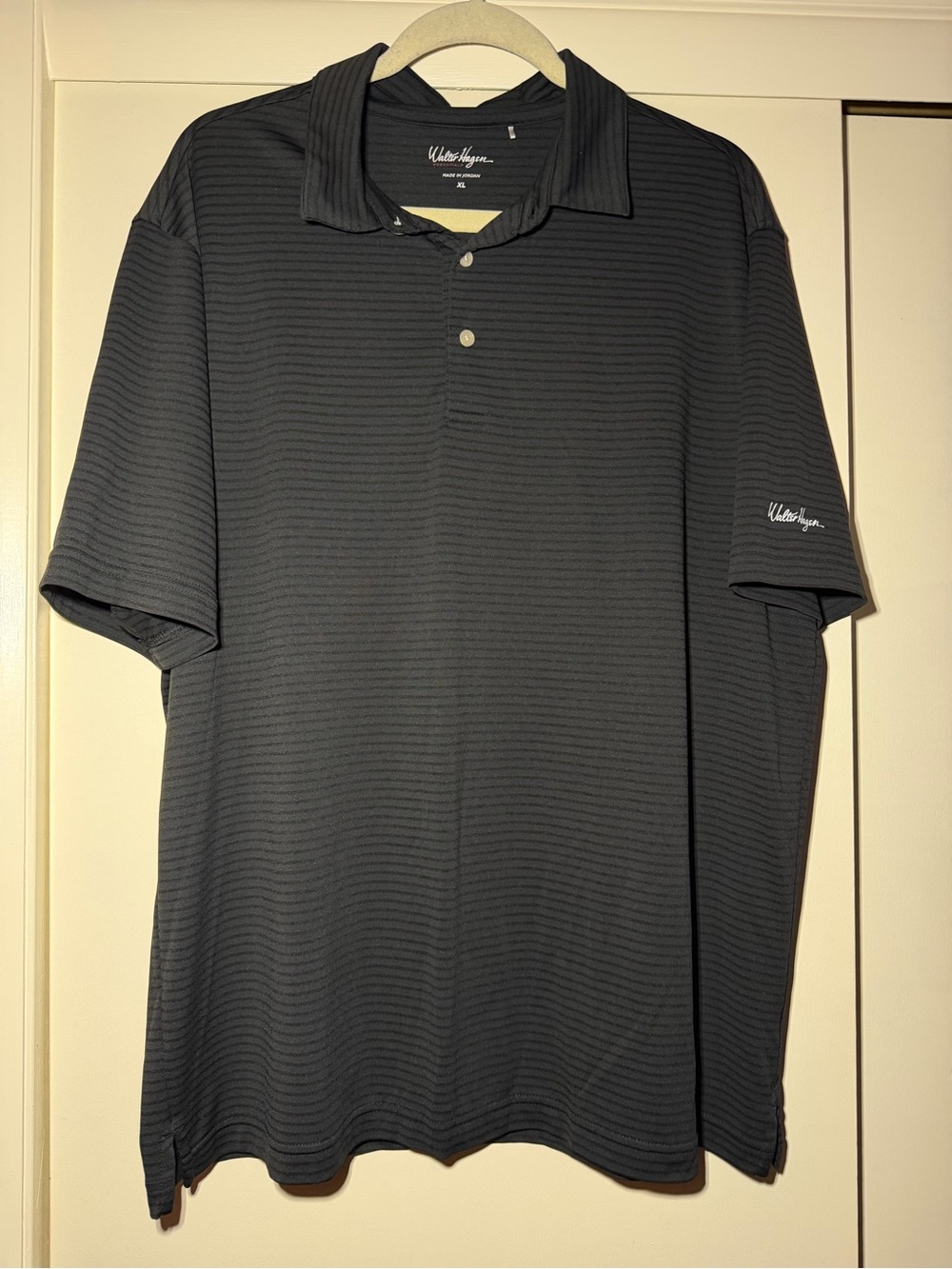 Walter Hagen Men's Blacked Striped Golf Polo XL